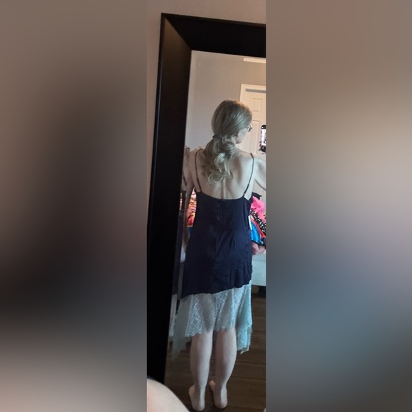 NWT By Anthropologie Lace-Trimmed Dress - Size 14 - Blue Slip Dress - Picture 4 of 6